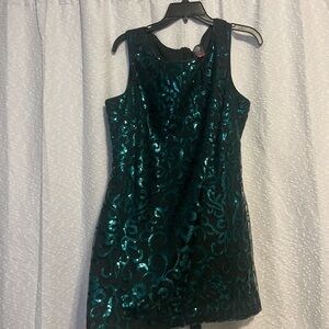 Vince Camuto Green Sequin Sheath Mini Dress